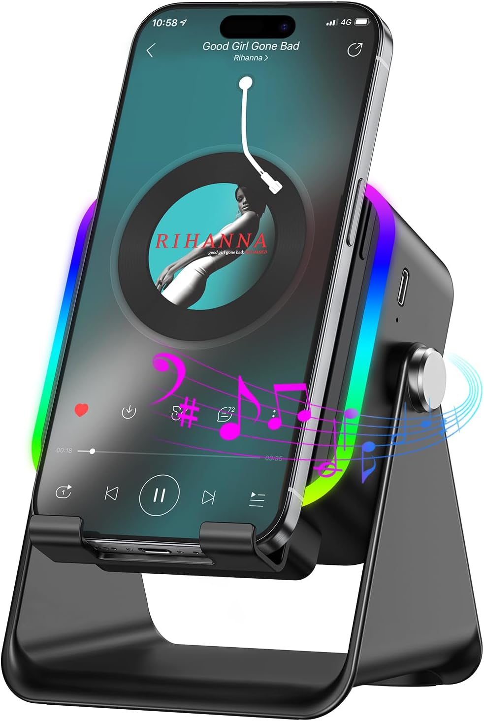 Resona 5-in-1 Wireless Induction Audio Speaker Stand with 360° Adjustment & Ambient Lights