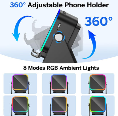 Resona 5-in-1 Wireless Induction Audio Speaker Stand with 360° Adjustment & Ambient Lights
