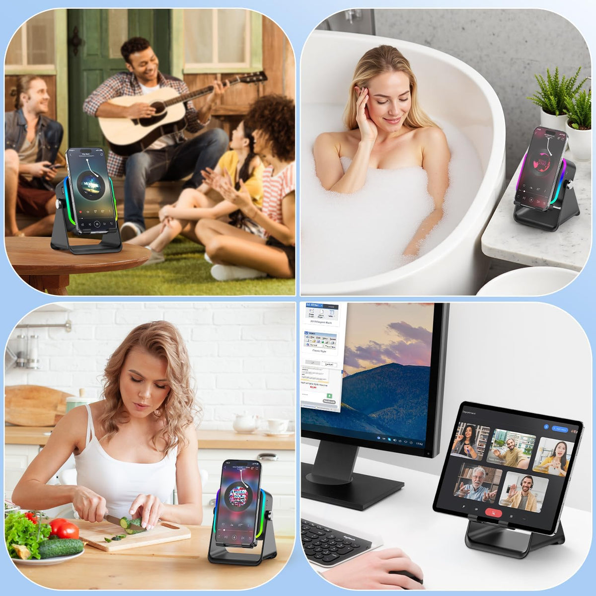 Resona 5-in-1 Wireless Induction Audio Speaker Stand with 360° Adjustment & Ambient Lights