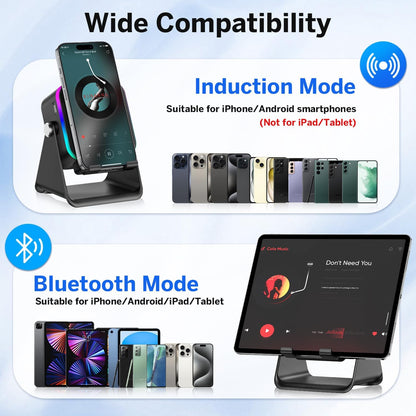 Resona 5-in-1 Wireless Induction Audio Speaker Stand with 360° Adjustment & Ambient Lights